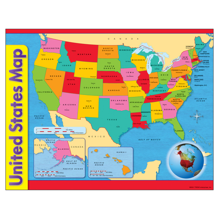 TREND ENTERPRISES United States Map Learning Chart, 17" x 22" T38097